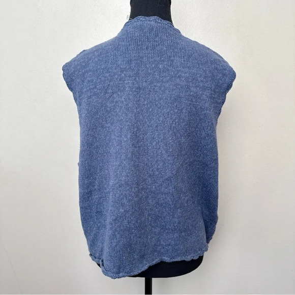 Koret City Blues Womens Large Cottagecore Ramie Blue Knitted Vintage Vest - Picture 3 of 13